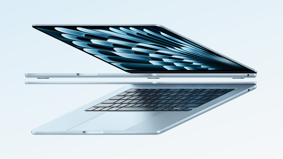 Official product image of the Apple MacBook Air (M4), including the new sky-blue color
