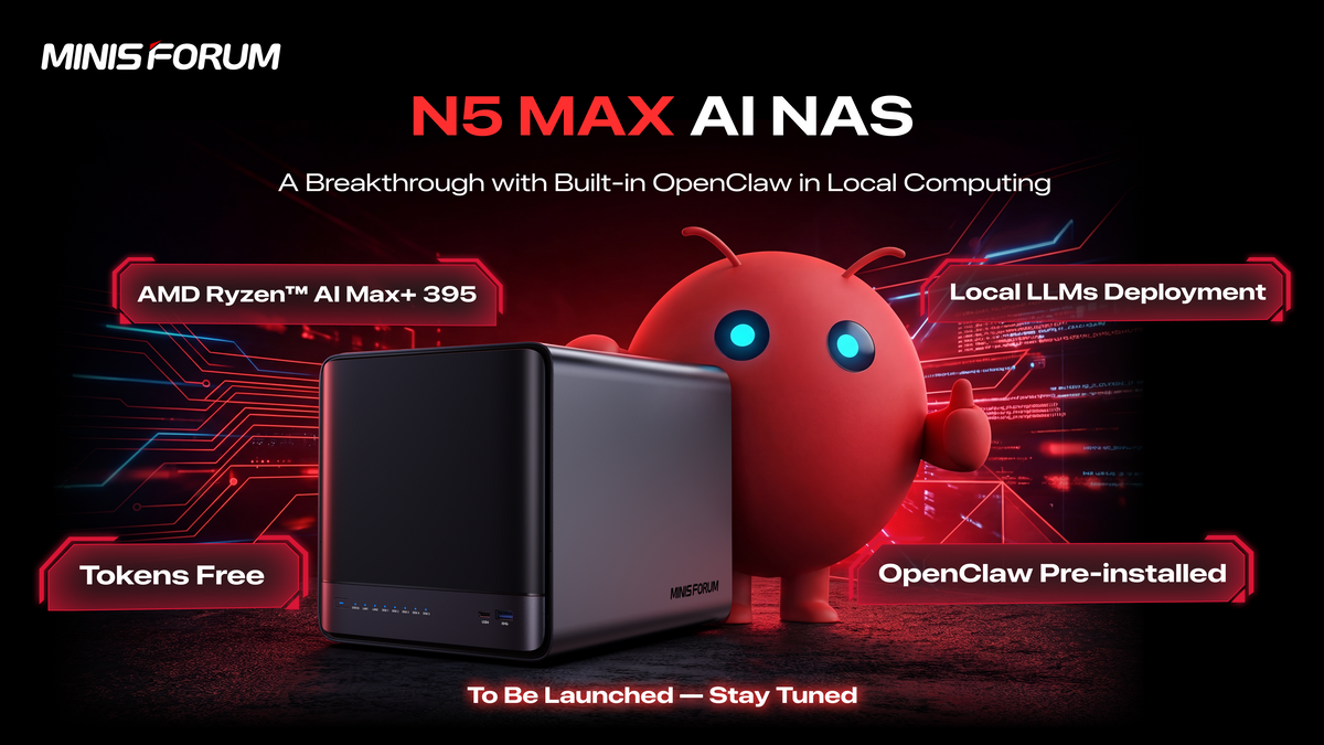 MINISFORUM的N5 MAX在NAS行業掀起新風暴,搭載內建OpenClaw.local計算