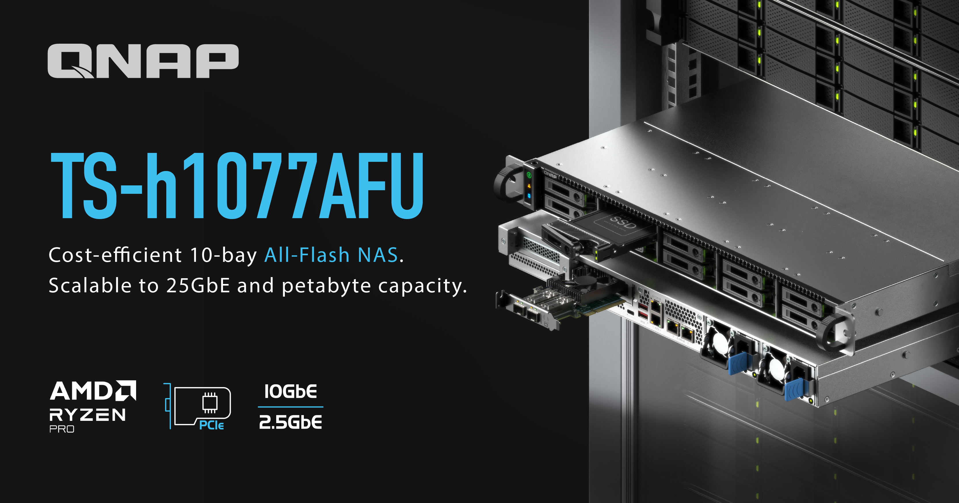 QNAP 推出 TS-h1077AFU 10 塊 SATA SSD NAS